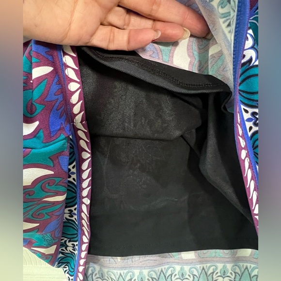 Hale Bob S Jersey Dress Faux Leather V Neck Purple Blue Turquoise NWT - Picture 15 of 16